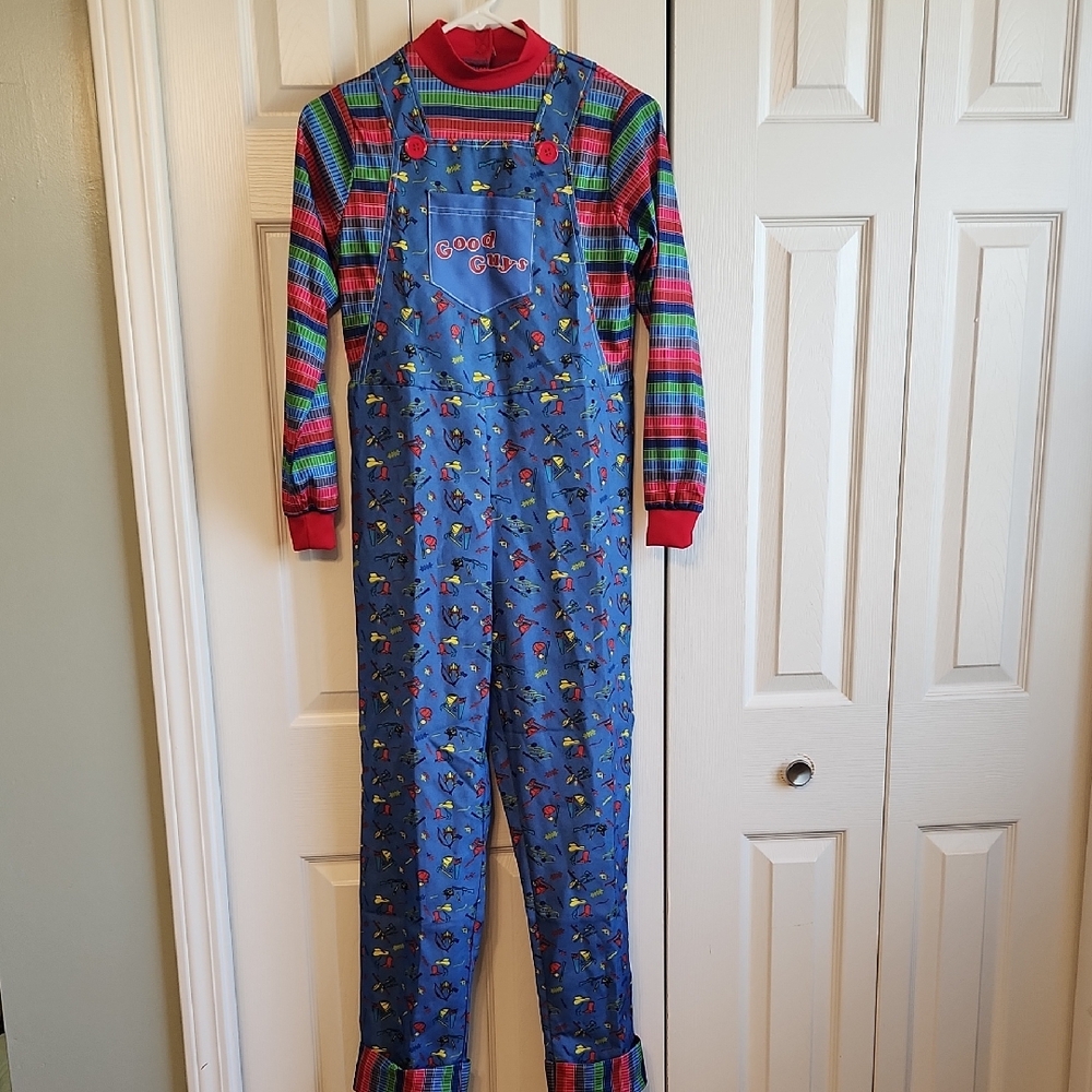 Good Guys Blue Overalls Kids Halloween Costume with Striped Shirt